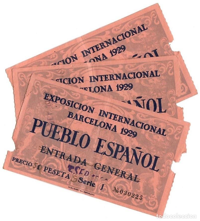 Sammelleidenschaft Andere Papierartikel: 3 Entradas numeraci&oacute;n consecutiva / Exposici&oacute;n Internacional Barcelona 1929 Pueblo espa&ntilde;ol - Serie J
