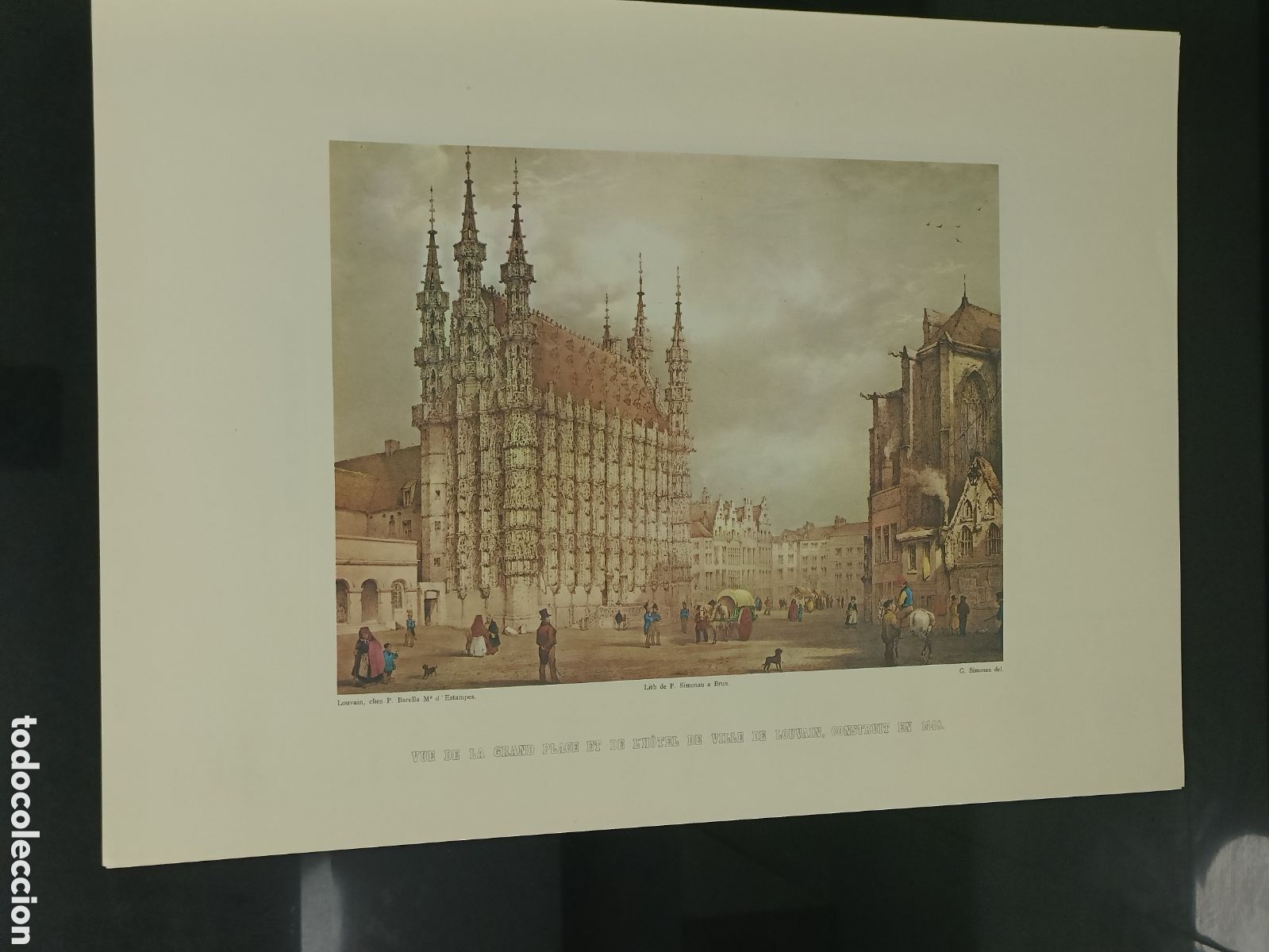 Sammelleidenschaft Andere Papierartikel: Vintage Litograf&iacute;a antigua del Ayuntamiento de Lovaina (H&ocirc;tel de Ville de Louvain)