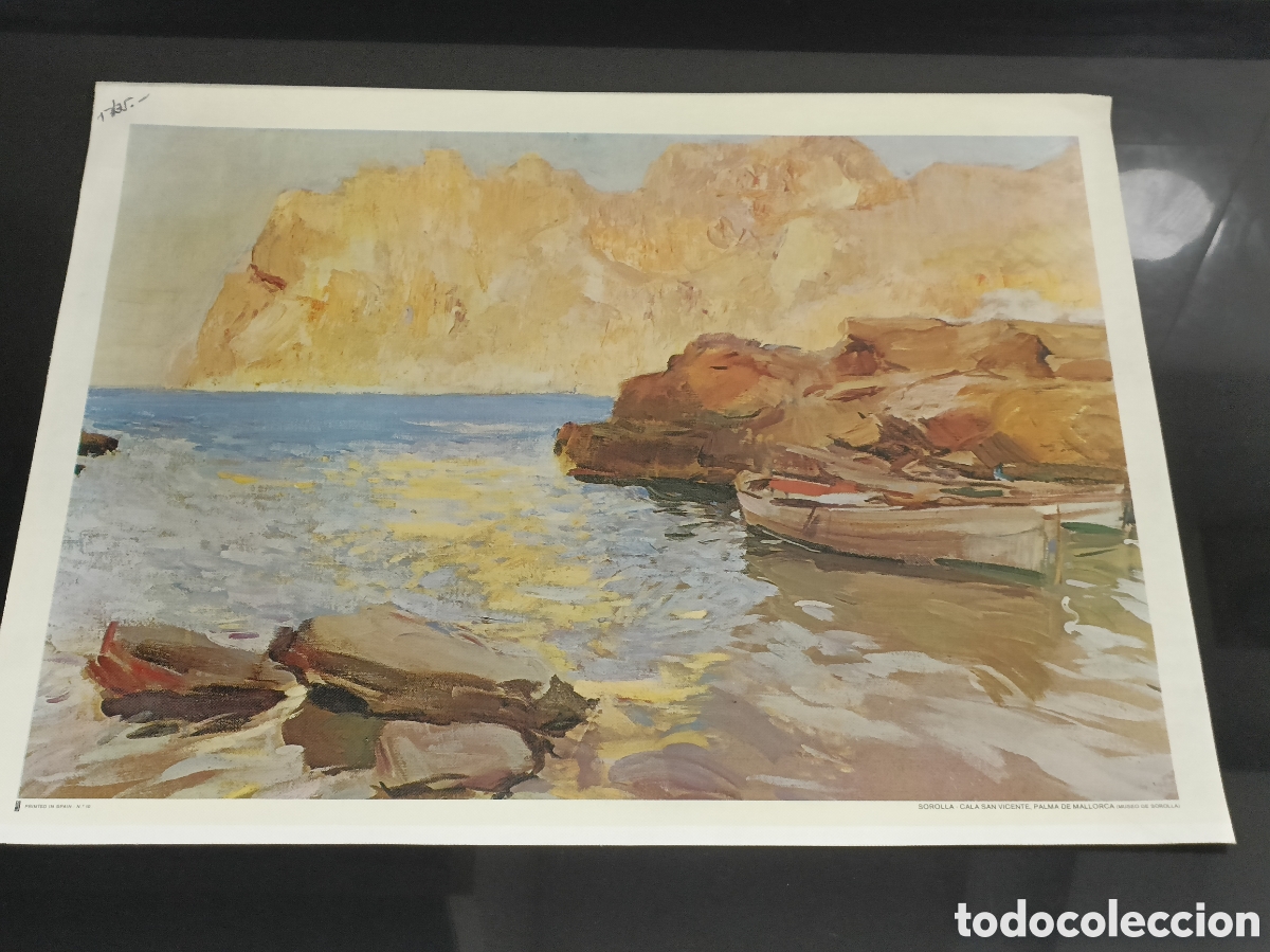 Otros art&iacute;culos de coleccionismo en papel: Lamina vintage tela Reproducci&oacute;n de la obra Cala de San Vicente, Mallorca