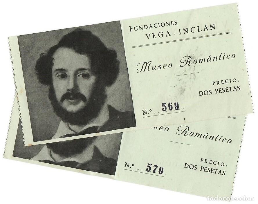 Altri oggetti di carta: 2 Entradas antiguas - Numeraci&oacute;n correlativa / Fundaciones Vega-Incl&aacute;n - Museo Rom&aacute;ntico