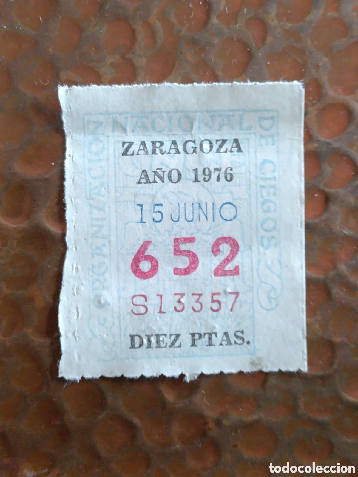 Otros art&iacute;culos de coleccionismo en papel: CUPON DE LOTERIA LA ONCE 652 10 PTAS [ A&Ntilde;O 1976 ]