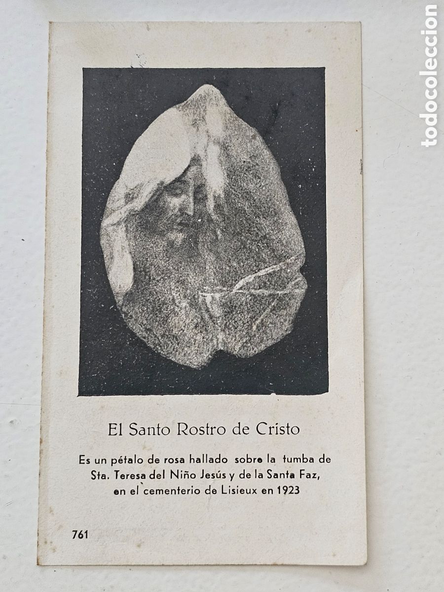 Otros art&iacute;culos de coleccionismo en papel: Rara estampa: Santo Rostro de Cristo en p&eacute;talo de rosa - Lisieux 1923 Ba&ntilde;eres 761