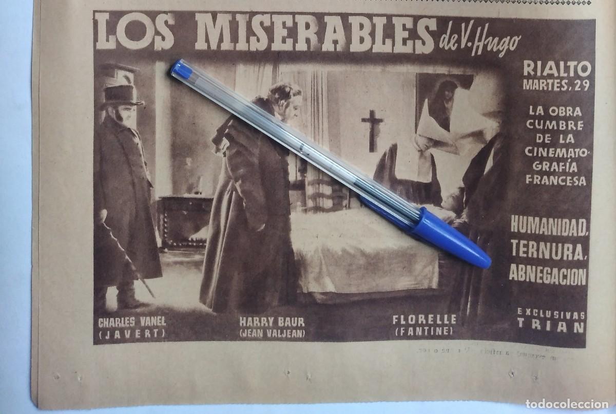 Otros art&iacute;culos de coleccionismo en papel: CINE RIALTO PEL&Iacute;CULA LOS MISERABLES PUBLICIDAD CHARLES VANEL HARRY BAUR FLORELLE RECORTE PRENSA 1935