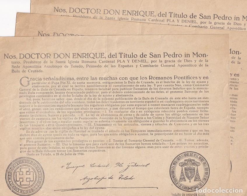 Paper Collecting Others: 3 Bulas cat&oacute;licas / Indulto de la ley de ayuno y abstinencia para 1947 - Indulto de segunda clase