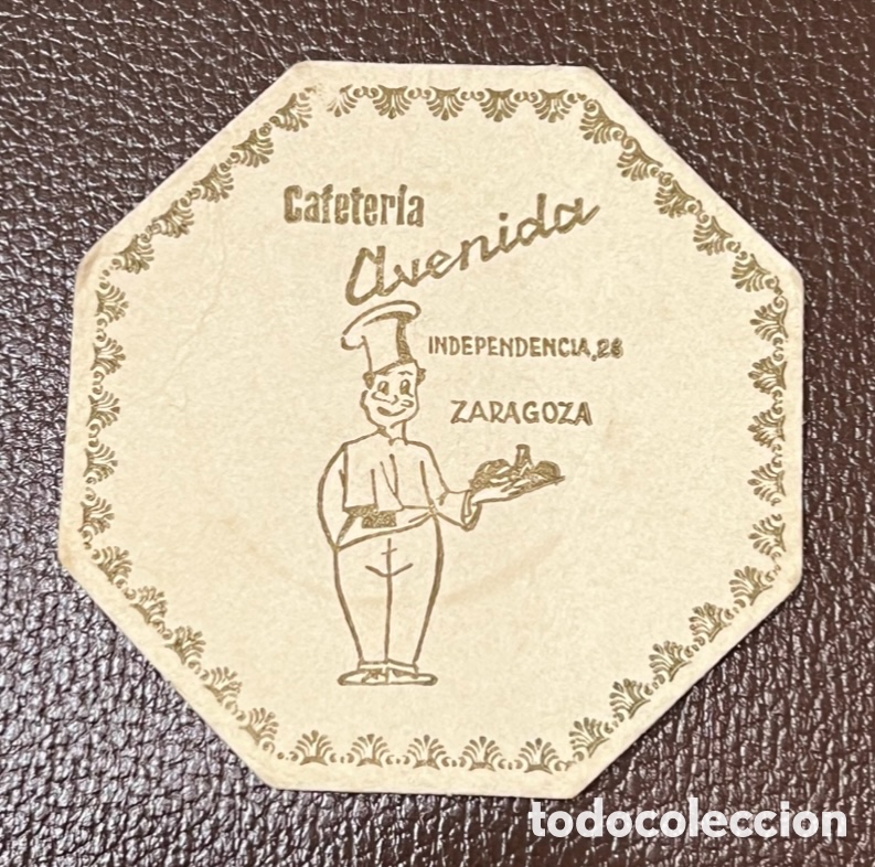 Otros art&iacute;culos de coleccionismo en papel: Posavasos. Cafeteria AVENIDA. Zaragoza. A&ntilde;os 70.