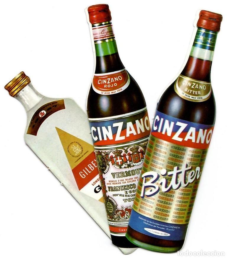 Paper Collecting Others: 3 D&iacute;pticos troquelados de Cinzano (2) y Gilbey's Gin (1)