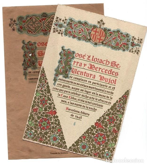 Collectionnisme Papier divers: Conjunto de invitaci&oacute;n de boda (a&ntilde;o 1923) e invitaci&oacute;n a las bodas de plata en 1948