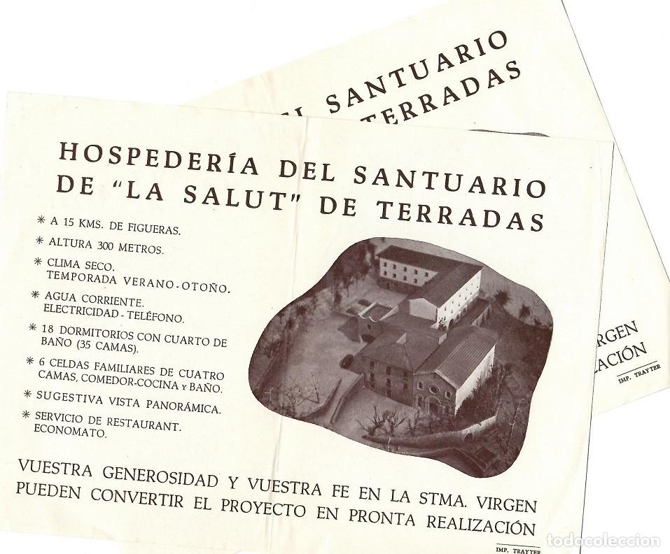 Collectionnisme Papier divers: 2 Hojas Hospeder&iacute;a del Santuario de la Salut de Terradas - Vuestra generosidad y vuestra Fe en la ..