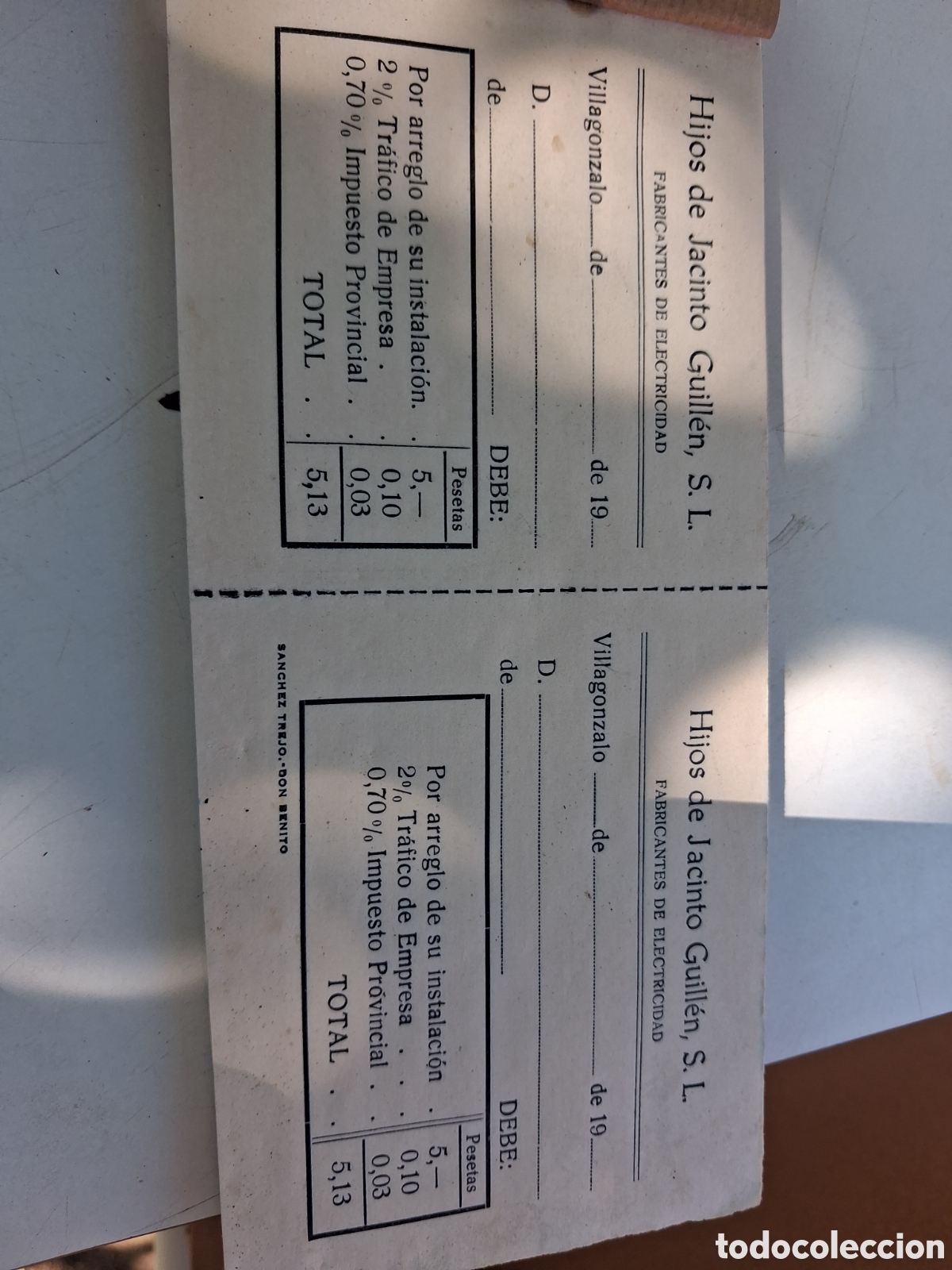 Otros art&iacute;culos de coleccionismo en papel: ANTIGUO TALONARIO RECIBOS DE ELECTRICIDAD SIN USAR
