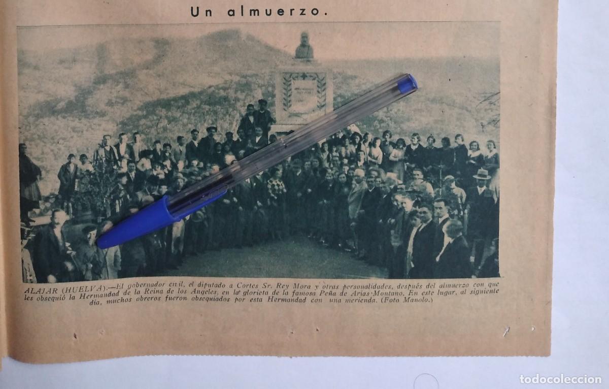 Otros art&iacute;culos de coleccionismo en papel: ALAJAR HUELVA PE&Ntilde;A DE ARIAS MONTANO HERMANDAD REINA DE LOS &Aacute;NGELES ALMUERZO FERNANDO REY MORA 1935