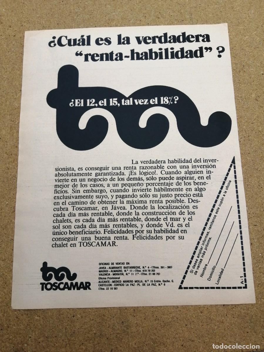 Otros art&iacute;culos de coleccionismo en papel: ANUNCIO. TOSCAMAR, JAVEA