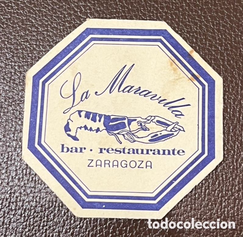 Otros art&iacute;culos de coleccionismo en papel: Posavasos. LA MARAVILLA. Bar - Restaurante. Zaragoza. A&ntilde;os 70.