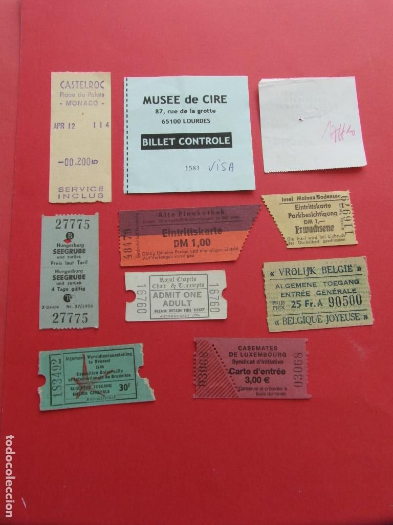 Collectionnisme Papier divers: LOTE 10 ENTRADAS DIFERENTES VER FOTO PARA DETALLE - BELGICA LOURDES MONACO BRUSELAS