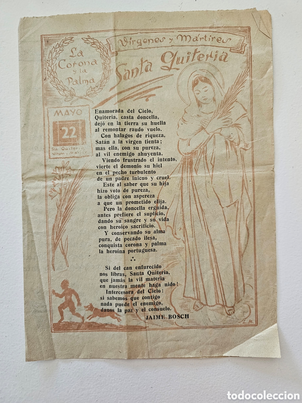 Otros art&iacute;culos de coleccionismo en papel: Antiguo folleto d&iacute;ptico religioso / Santoral ilustrado (Santa Quiteria, San Venancio 1930s 1960s