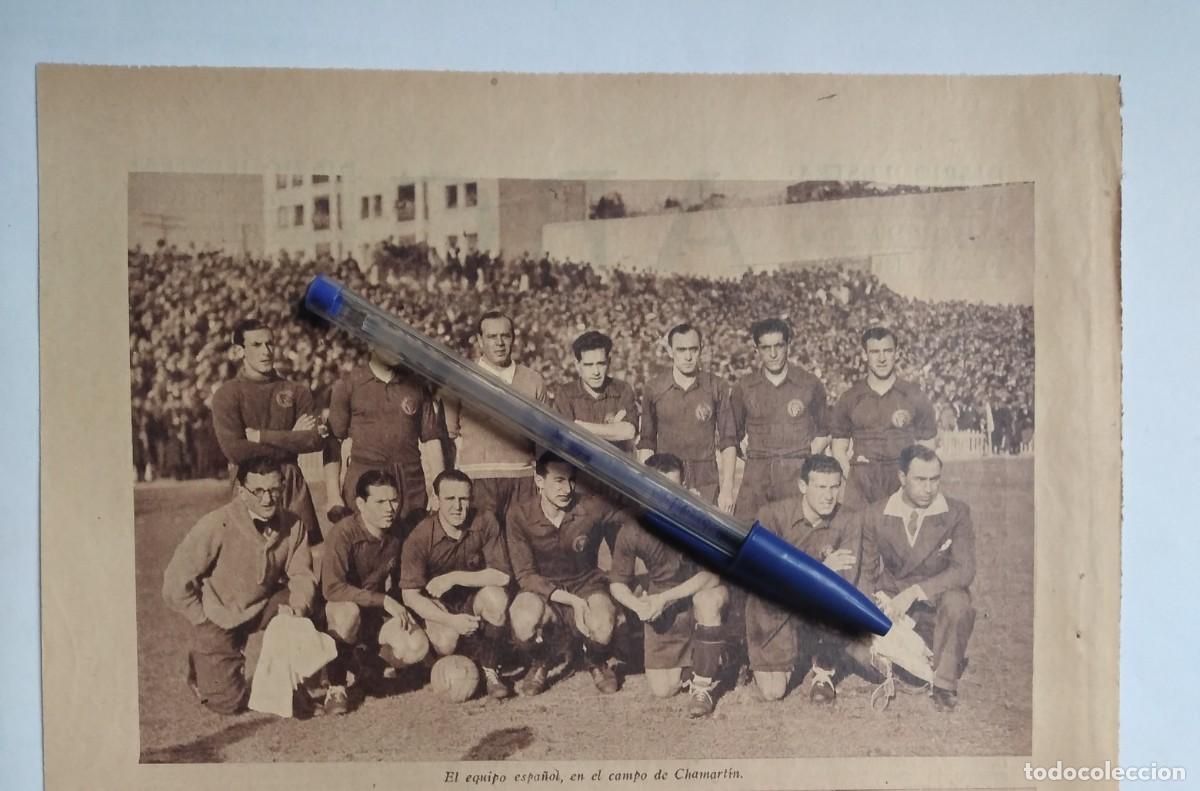 Otros art&iacute;culos de coleccionismo en papel: EQUIPO TITULAR QUE JUG&Oacute; LA SELECCI&Oacute;N ESPA&Ntilde;OLA ESPA&Ntilde;A AMISTOSO CONTRA FRANCIA RECORTE DE PRENSA 1935