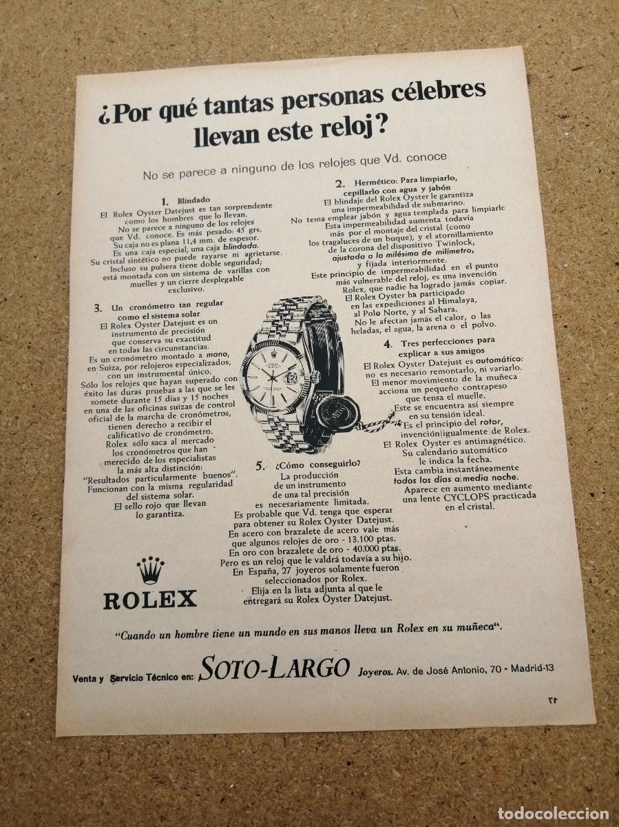 Otros art&iacute;culos de coleccionismo en papel: ANUNCIO. ROLEX......