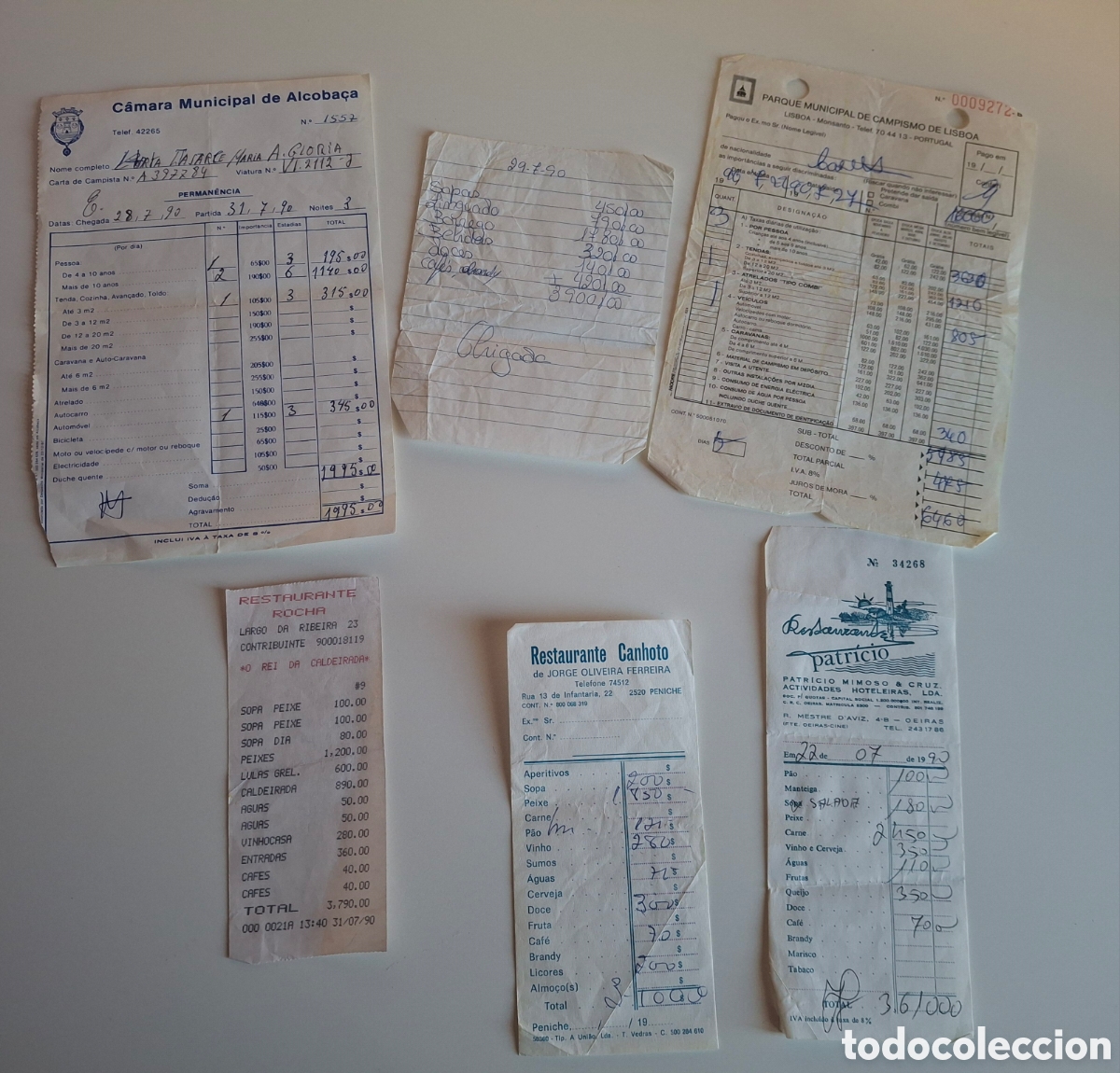 Collectionnisme Papier divers: SEIS FACTURAS PORTUGUESAS DE 1990