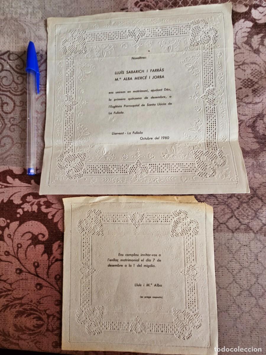 Otros art&iacute;culos de coleccionismo en papel: Pareja De Invitaciones de Boda Impresas Sobre Papel Calado, A Juego Las Dos De 7/12/1980.