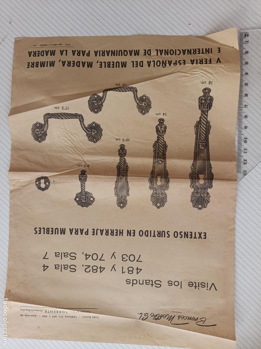 Otros art&iacute;culos de coleccionismo en papel: Bronces Mestre S.L. Torrente, Valencia. V Feria del Mueble, madera, mimbre 1967