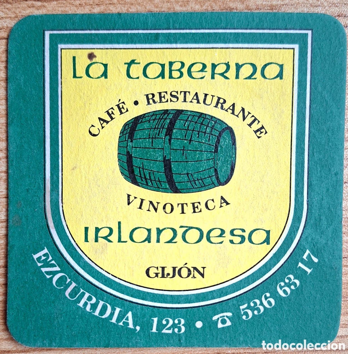 Otros art&iacute;culos de coleccionismo en papel: Posavasos La Taberna Irlandesa - Gij&oacute;n (Asturias)