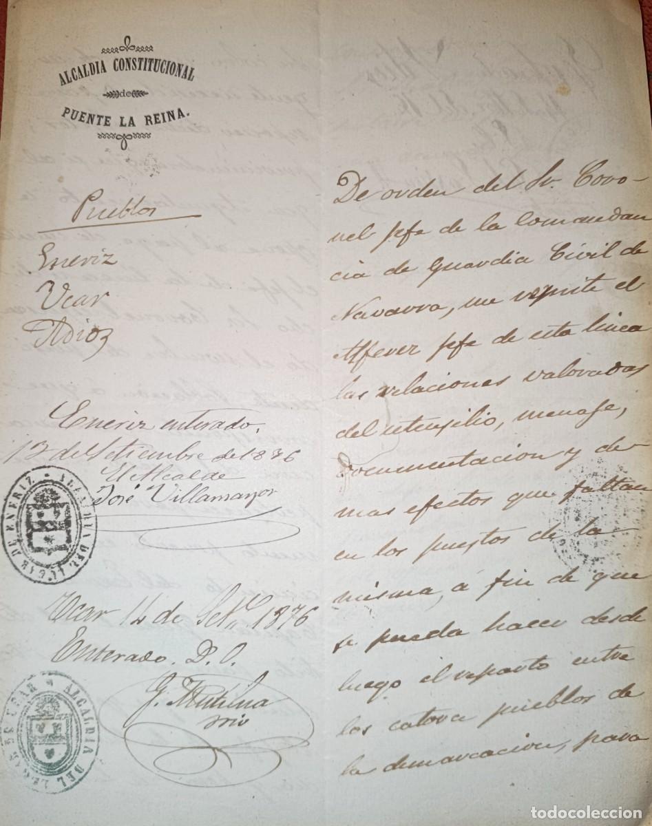 Otros art&iacute;culos de coleccionismo en papel: Carta oficio completa Navarra 1876 carlista carlismo carlista guardia civil