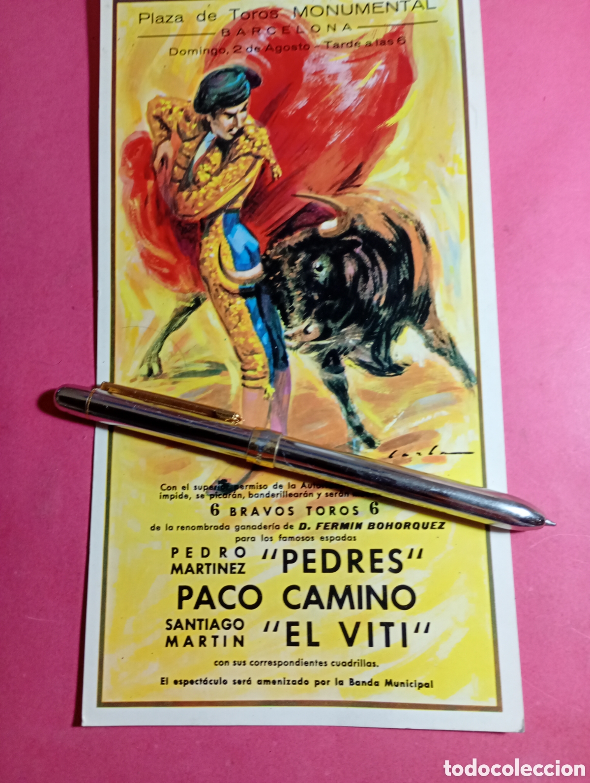 Otros art&iacute;culos de coleccionismo en papel: BARCELONA PLAZA TOROS MONUMENTAL 9/8 1959 ''LITRI, EL VITRI, CURRO GIRON''
