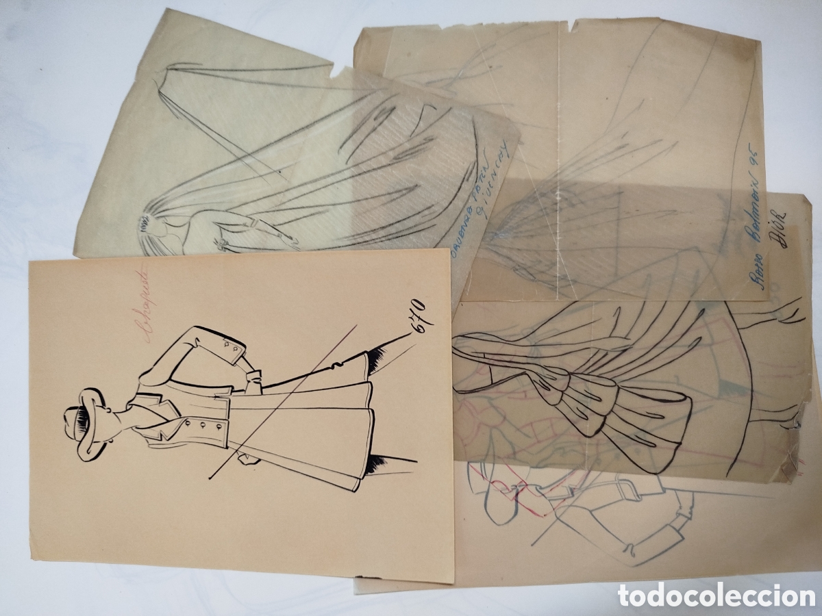Paper Collecting Others: Lote 6 dibujos de moda