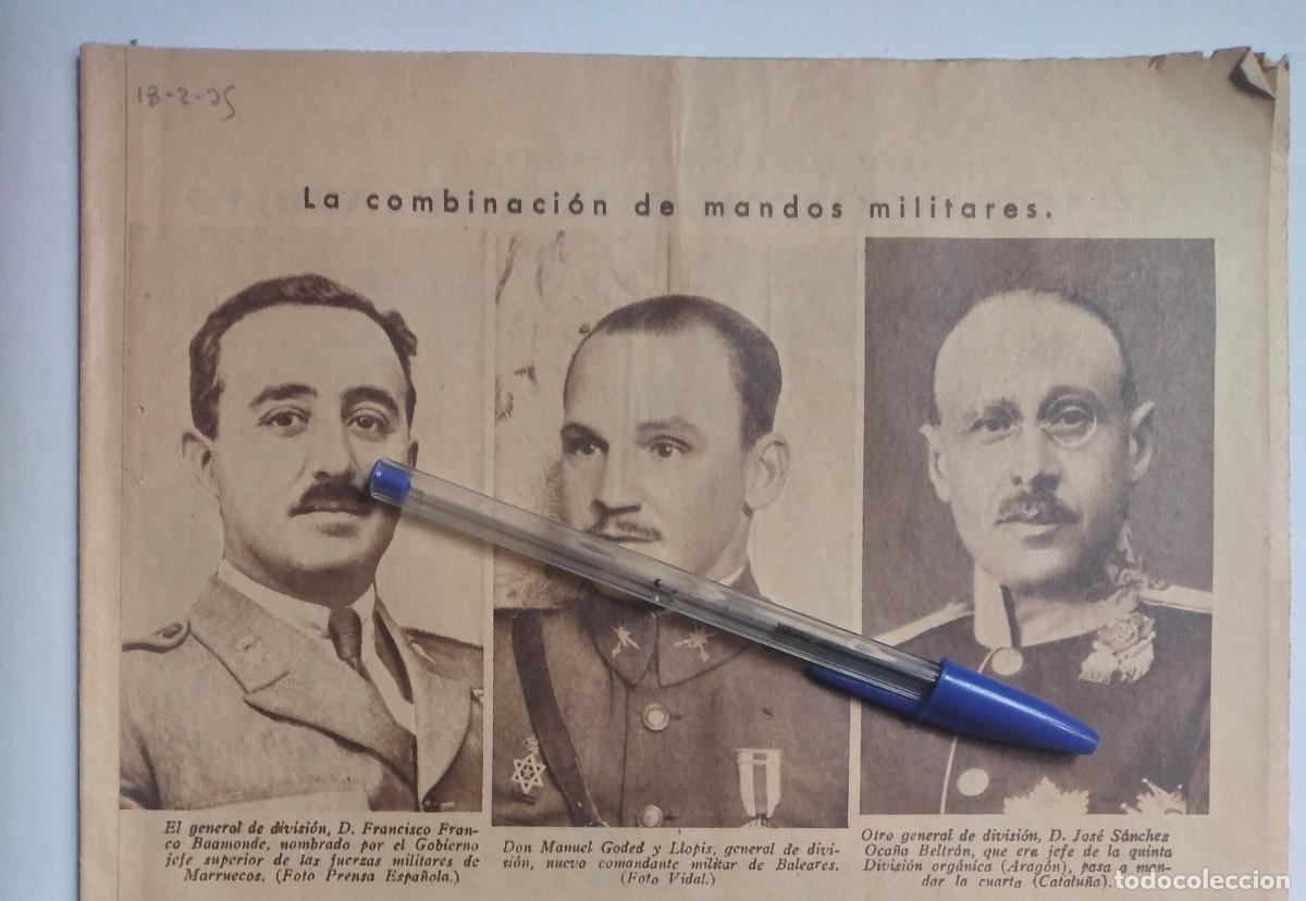 Otros art&iacute;culos de coleccionismo en papel: FRANCISCO FRANCO BAHAMONDE NOMBRADO GENERAL DIVISI&Oacute;N FUERZAS MILITARES MARRUECOS RECORTE PRENSA 1935