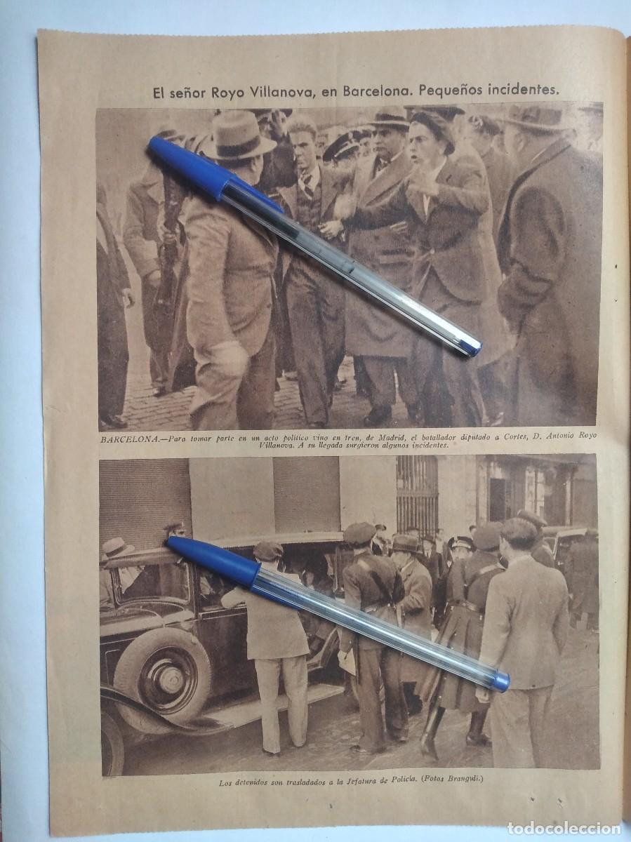 Otros art&iacute;culos de coleccionismo en papel: ANTONIO ROYO VILLANOVA EN BARCELONA INCIDENTES CON ARRESTADOS HOJA DE PRENSA 1935