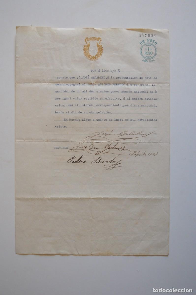 Otros art&iacute;culos de coleccionismo en papel: ANTIGUO DOCUMENTO CONTRATO PERSONAL PR&Eacute;STAMO DINERO EFECTIVO 1 PESO A&Ntilde;O 1920 REP&Uacute;BLICA ARGENTINA