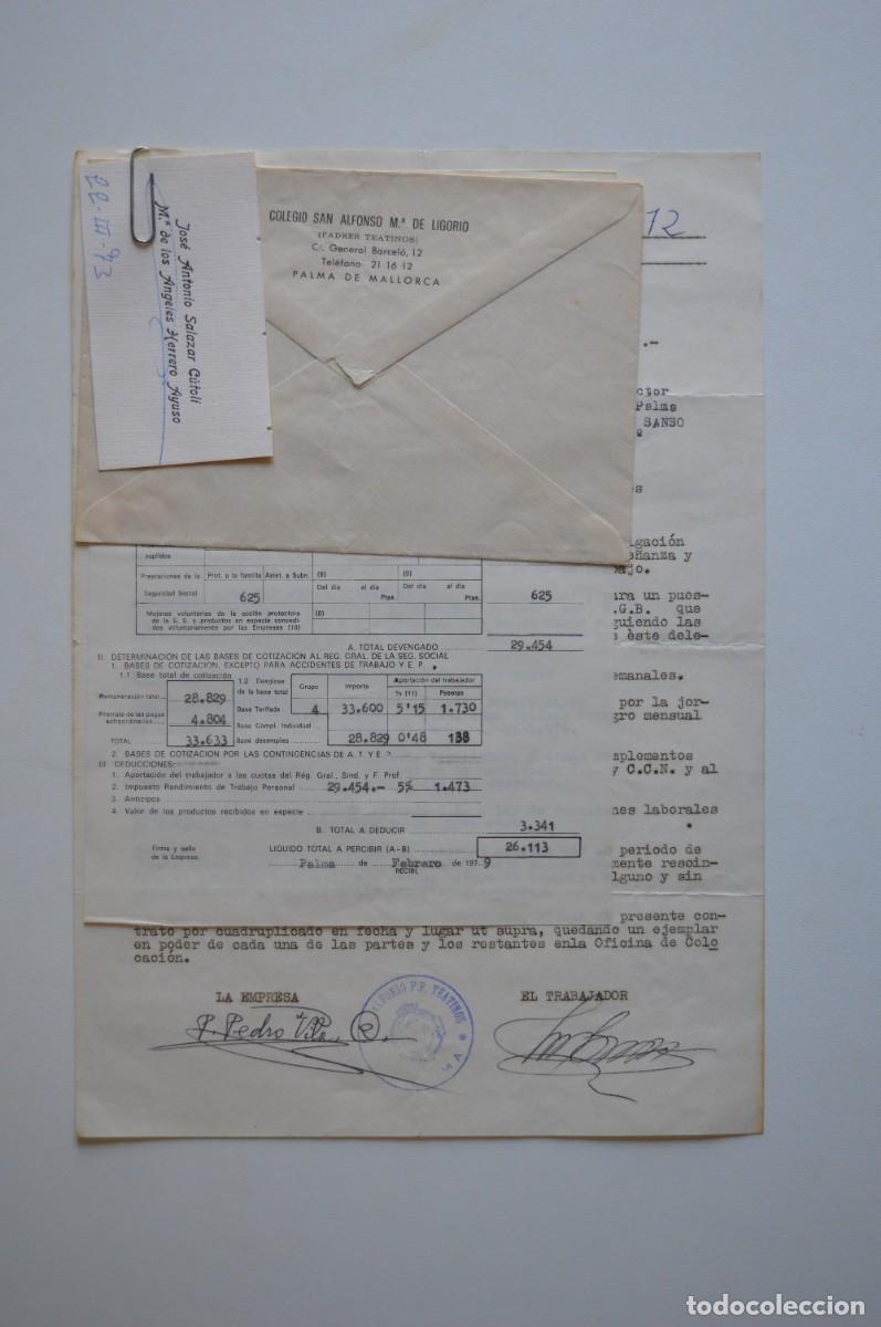 Outros artigos de papel: ANTIGUO CONTRATO DE TRABAJO COLEGIO SAN ALFONSO M.&ordf; DE LIGORIO PADRES TEATINOS PALMA MALLORCA N&Oacute;MINA