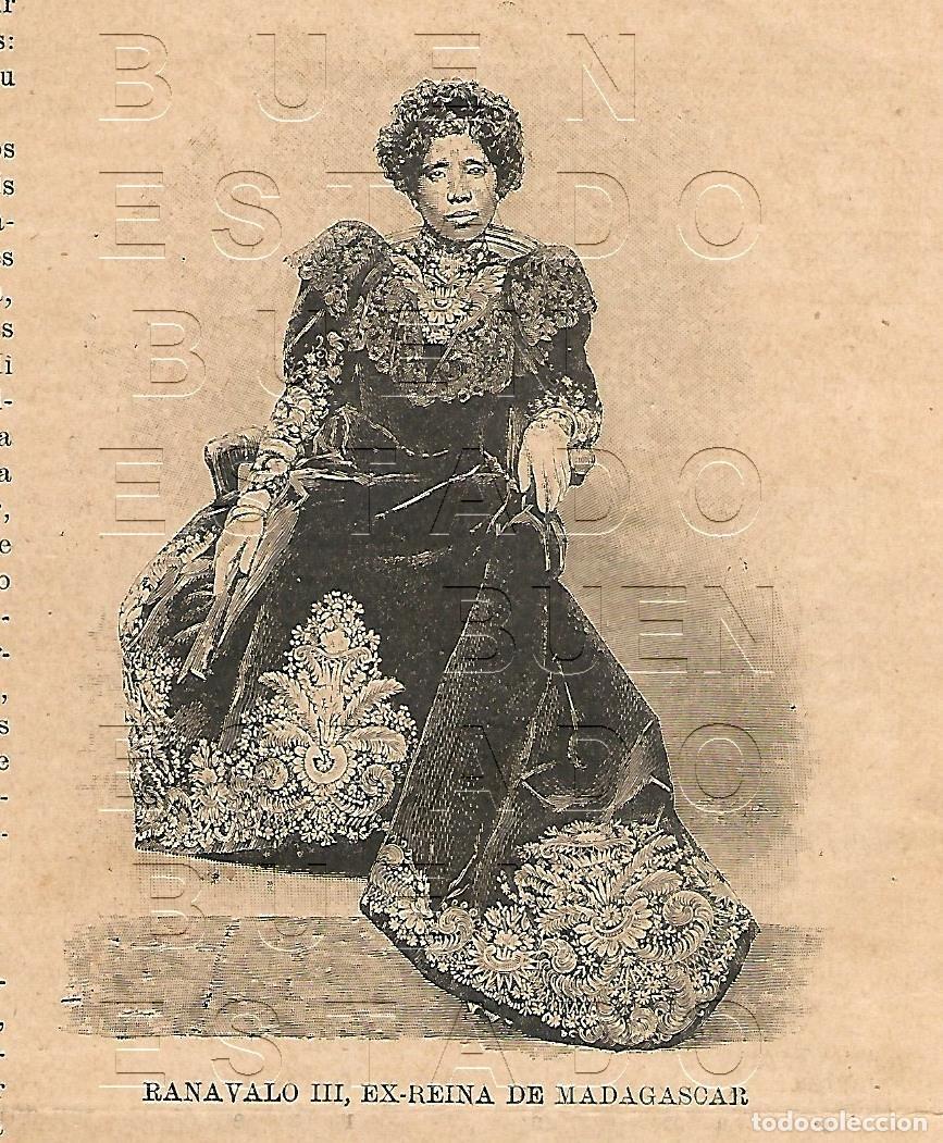 Outros artigos de papel: MADAGASCAR REINA RANAVALO III 1899 CLIPPING ANTIGUO 11X8 M58