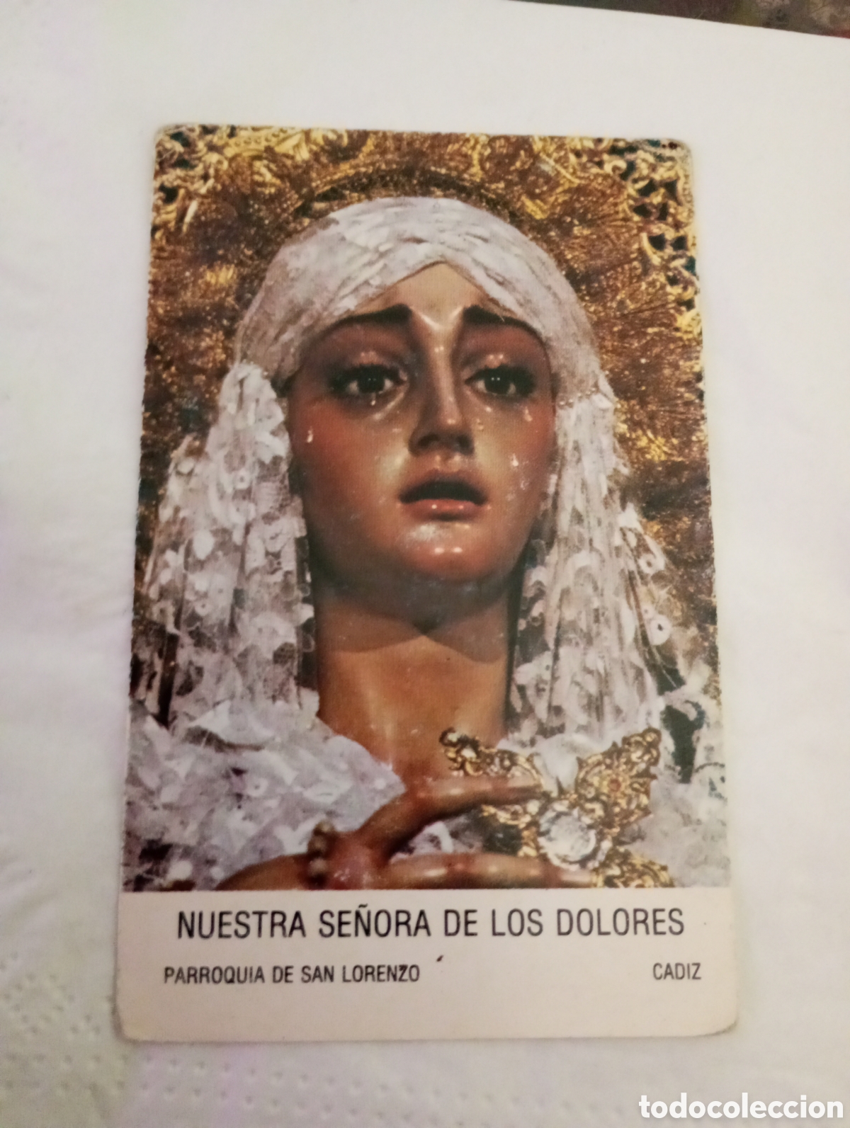 Otros art&iacute;culos de coleccionismo en papel: Estampa religiosa nuestra se&ntilde;ora de los Dolores parroquia de san Lorenzo C&aacute;diz
