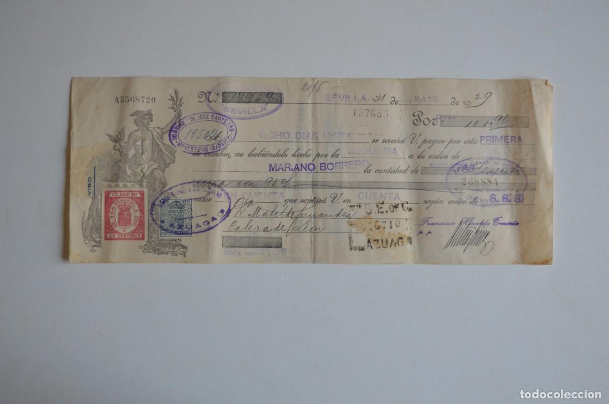 Otros art&iacute;culos de coleccionismo en papel: LETRA BANCO ESPA&Ntilde;OL DE CR&Eacute;DITO CLASE 11&ordf; 31 MAYO 1929 SELLO ESPECIAL MOVIL 15 CTS. SEVILLA