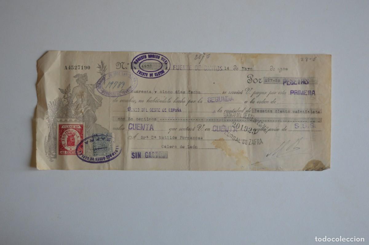 Otros art&iacute;culos de coleccionismo en papel: LETRA BANCO ESPA&Ntilde;OL DE CR&Eacute;DITO CLASE 11&ordf; FEBRERO 1929 SELLO ESPECIAL MOVIL 15 CTS. FUENTE DE CANTOS