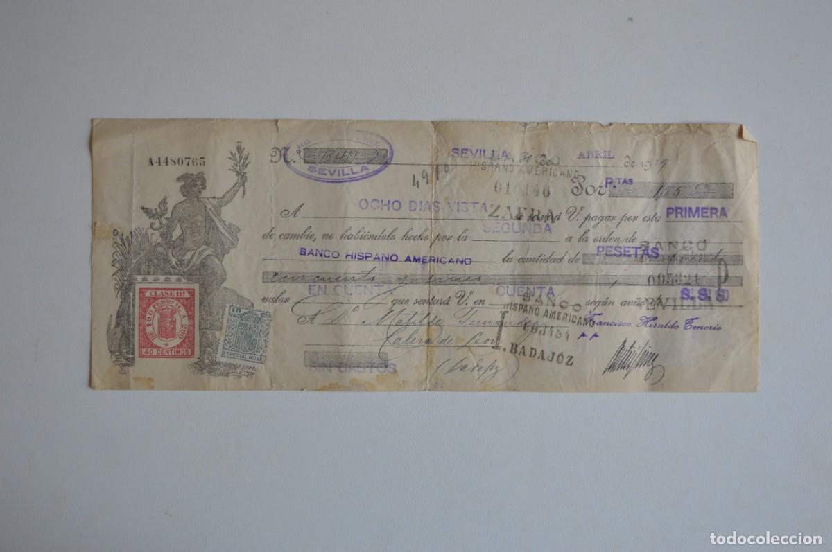 Otros art&iacute;culos de coleccionismo en papel: LETRA BANCO ESPA&Ntilde;OL DE CR&Eacute;DITO CLASE 11&ordf; 1 FEBRERO 1929 SELLO ESPECIAL MOVIL 15 CTS. SEVILLA