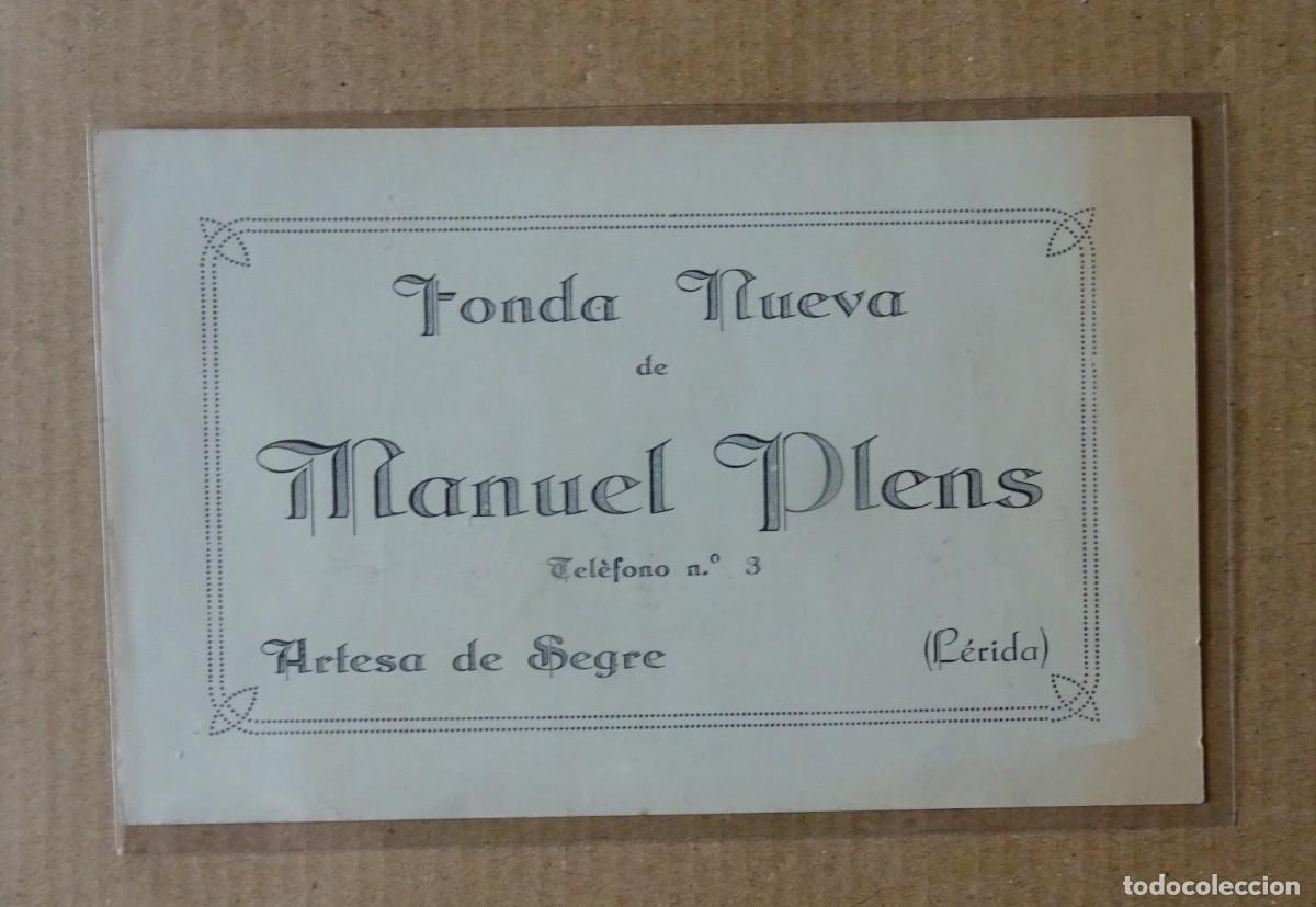 Outros artigos de papel: TARJETA PUBLICITARIA FONDA NUEVA de Manuel Plens .Factura escrita mano en el reverso