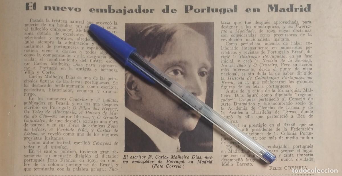 Otros art&iacute;culos de coleccionismo en papel: CARLOS MALHEIRO DIAS NUEVO EMBAJADOR DE PORTUGAL EN MADRID ESPA&Ntilde;A RECORTE DE PRENSA A&Ntilde;O 1935