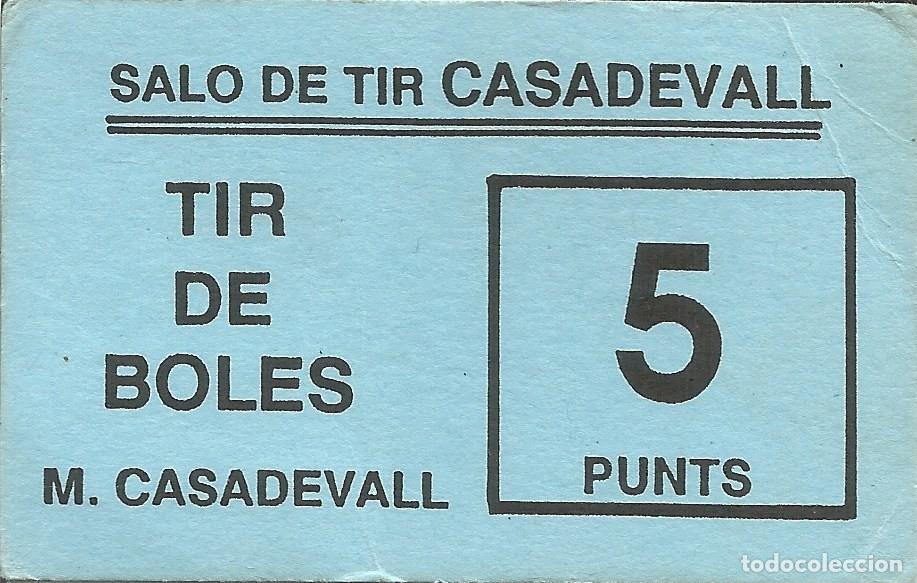 Otros art&iacute;culos de coleccionismo en papel: Vale / Ticket / Boleto Sal&oacute;n de Tiro Casadevall - Sal&oacute; Tir Boles M. Casadevall - 5 Puntos / Punts