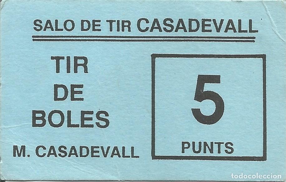 Otros art&iacute;culos de coleccionismo en papel: Vale / Ticket / Boleto Sal&oacute;n de Tiro Casadevall - Sal&oacute; Tir Boles M. Casadevall - 5 Puntos / Punts
