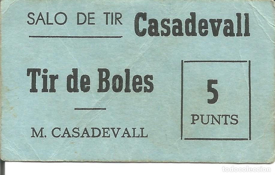 Otros art&iacute;culos de coleccionismo en papel: Vale / Ticket / Boleto Sal&oacute;n de Tiro Casadevall - Sal&oacute; Tir Boles M. Casadevall - 5 Puntos / Punts