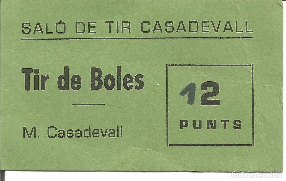 Otros art&iacute;culos de coleccionismo en papel: Vale / Ticket / Boleto Sal&oacute;n de Tiro Casadevall - Sal&oacute; Tir Boles M. Casadevall - 12 Puntos / Punts