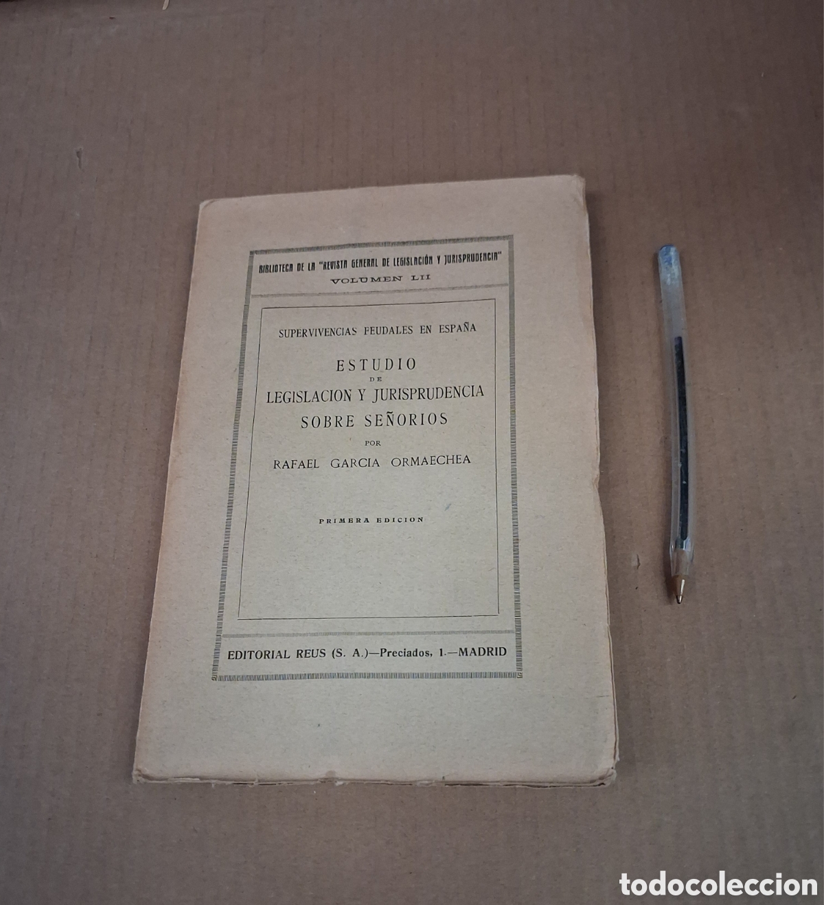 Altri oggetti di carta: ESTUDIO SOBRE SE&Ntilde;ORIOS POR RAFAEL GARCIA ORMAECHEA.1932