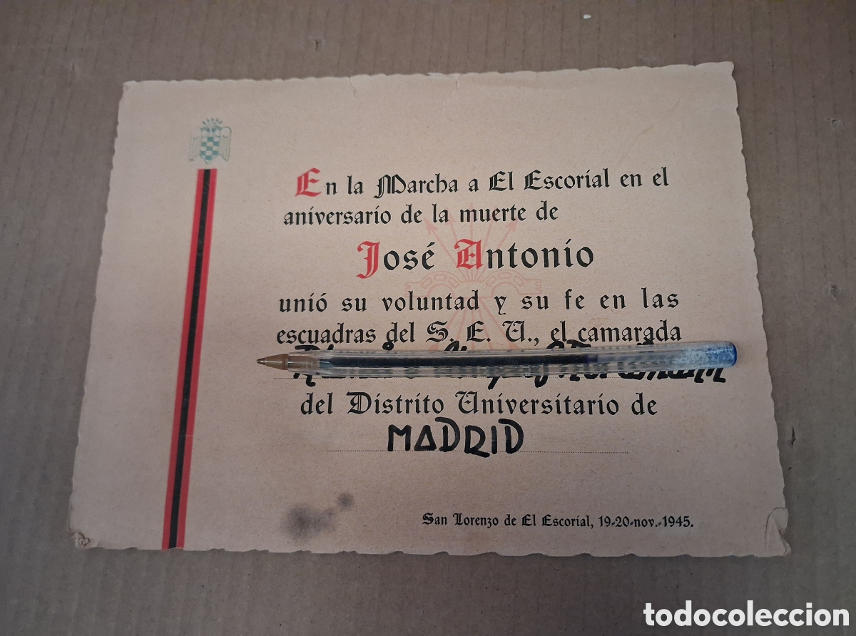 Paper Collecting Others: MARCHA A EL ESCORIAL EN EL ANIVERSARIO DE JOSE ANTONIO.1945.