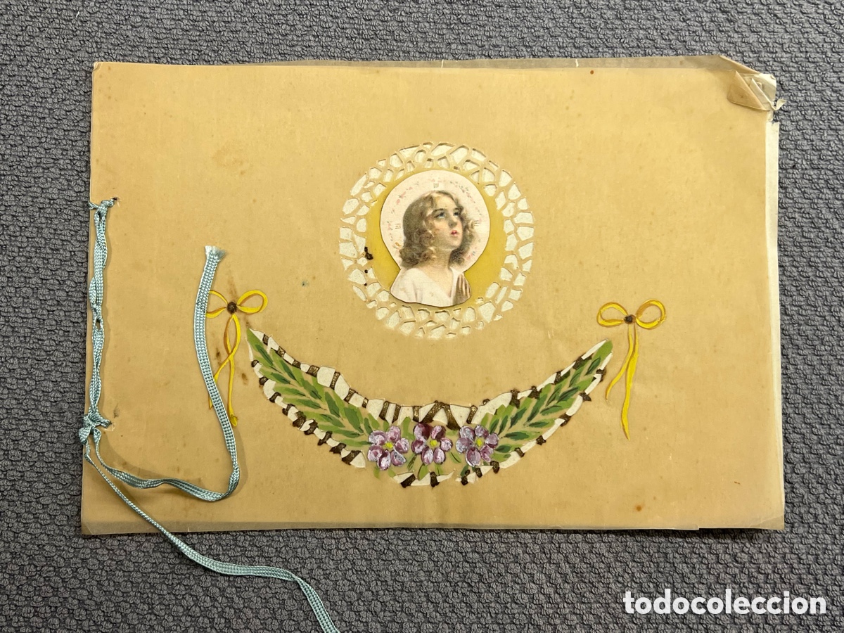 Paper Collecting Others: RECUERDO ESCOLAR. Hermoso trabajo escolar de una ni&ntilde;a.. Navidad a&ntilde;os veinte.. de corte Modernista