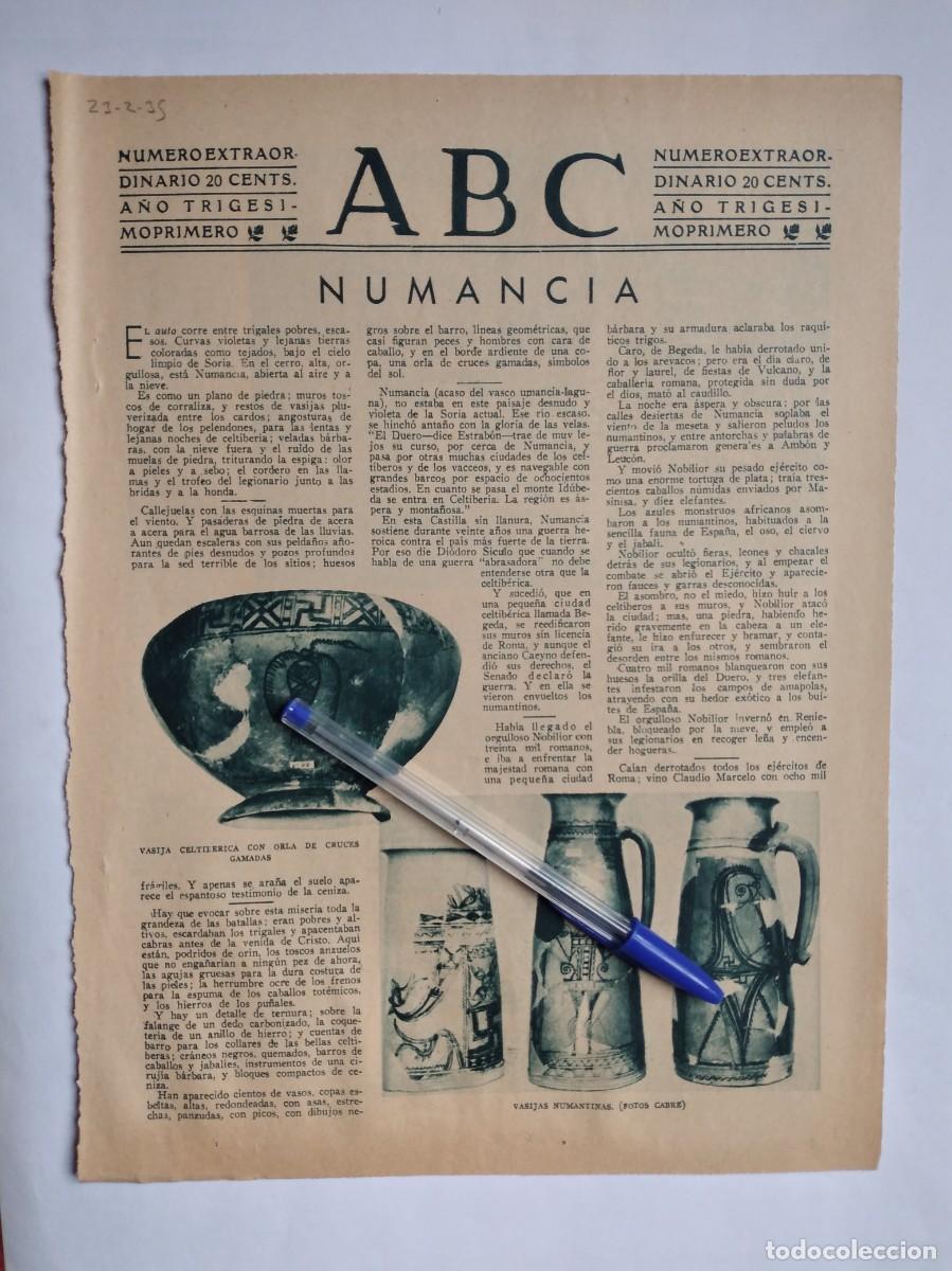 Otros art&iacute;culos de coleccionismo en papel: NUMANCIA SORIA AGUST&Iacute;N CONDE DE FOXA REPORTAJE DOS P&Aacute;GINAS DE PRENSA A&Ntilde;O 1935