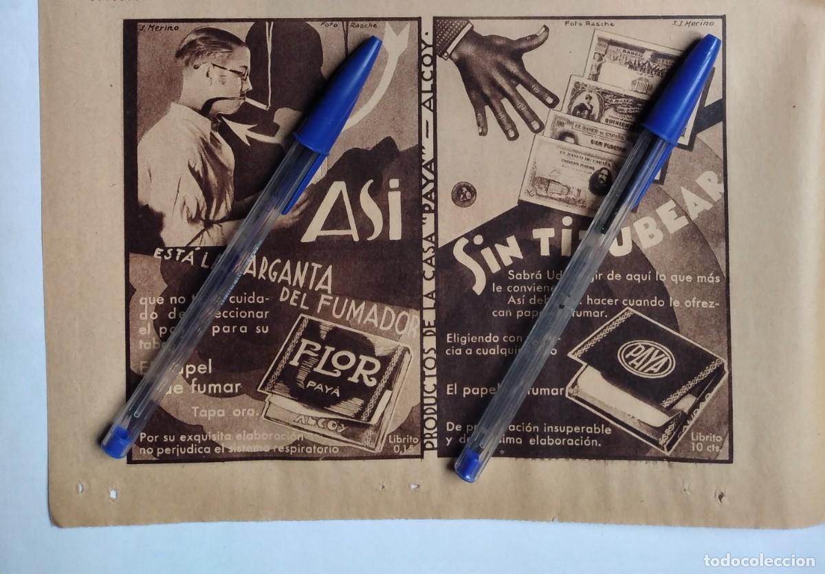 Otros art&iacute;culos de coleccionismo en papel: FLOR CASA PAYA ALCOY ALICANTE PAPEL DE FUMAR PUBLICIDAD RECORTE DE PRENSA A&Ntilde;O 1935