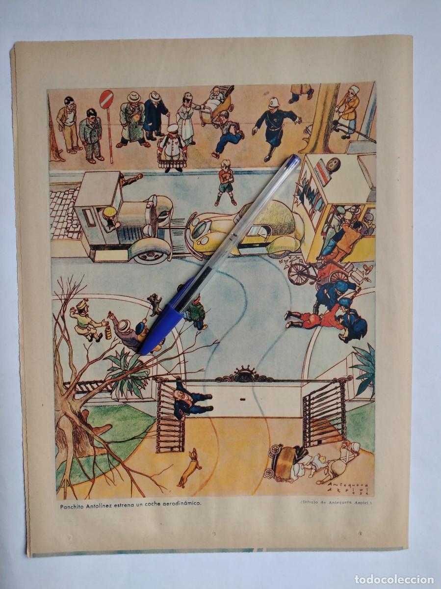 Otros art&iacute;culos de coleccionismo en papel: PEDRO ANTEQUERA AZPIRI DIBUJO PANCHITO ANTOLINEZ ESTRENA UN COCHE AERODIN&Aacute;MICO HOJA PRENSA A&Ntilde;O 1935