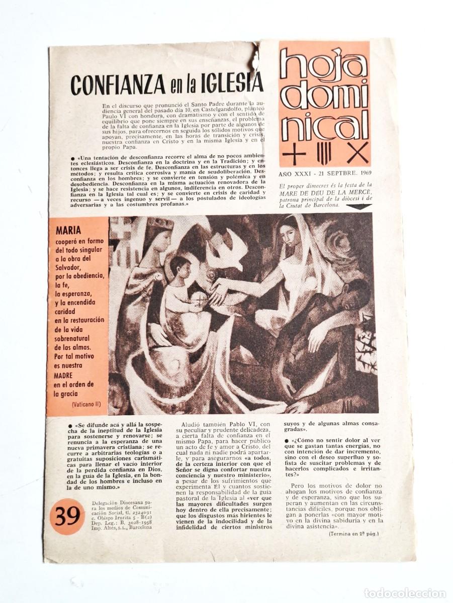 Otros art&iacute;culos de coleccionismo en papel: FOLLETO RELIGIOSO ANTIGUO HOJA DOMINICAL № 39 - CONFIANZA EN LA IGLESIA