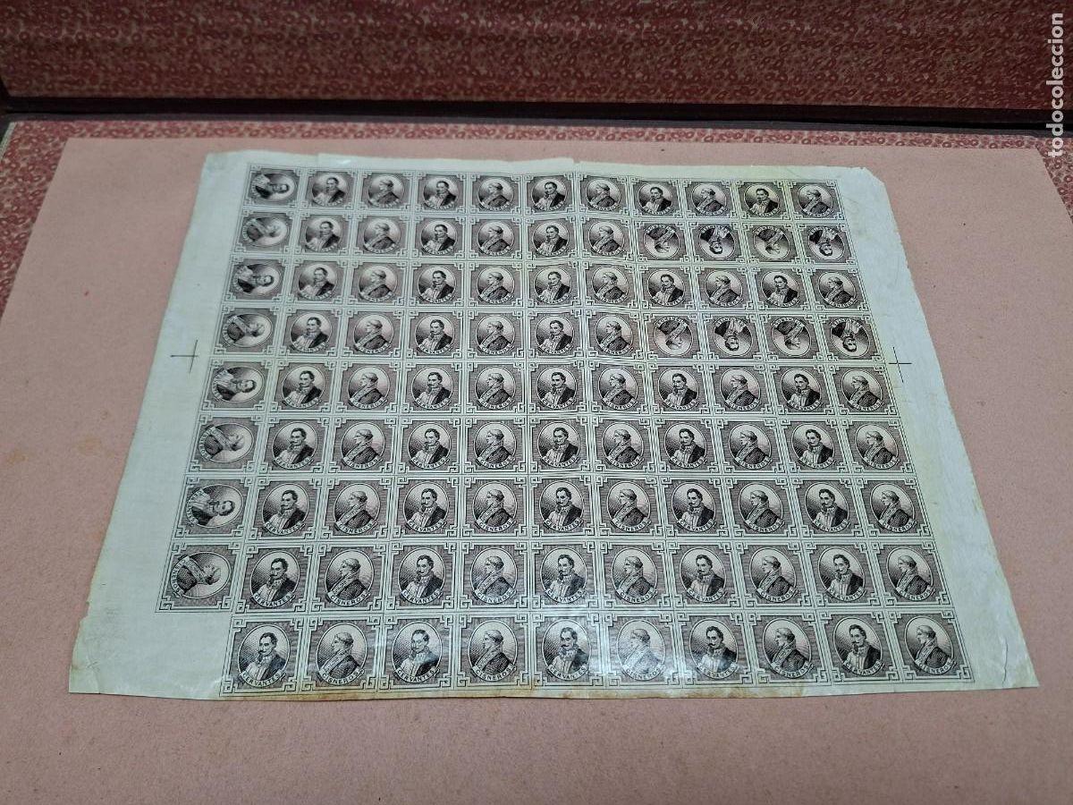 Collectionnisme Papier divers: PLANCHA VI&Ntilde;ETAS SELLOS O SIMILAR CISNEROS Y CERVANTES ILUSTRES ESPA&Ntilde;A